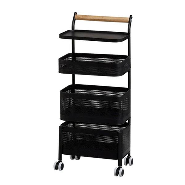 キッチンワゴン バスケット 4段 トローリーラック 収納ワゴン キッチン
