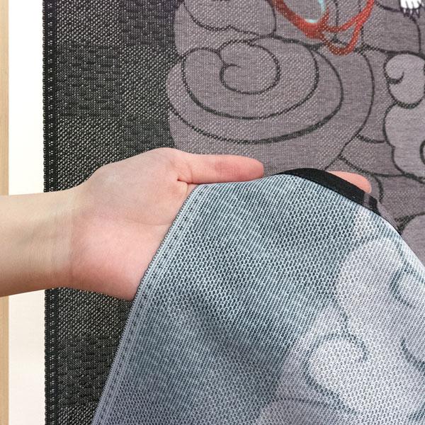 のれん 九尾の狐 150cm丈 デジタル友禅 市松模様 グッズ 雑貨