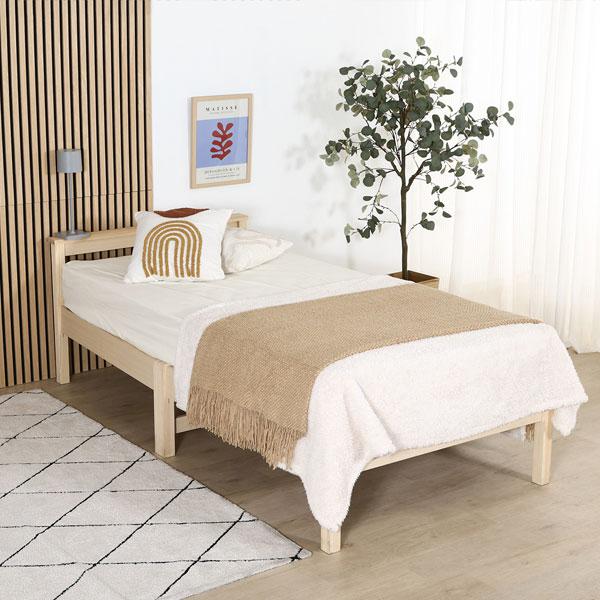 ベッド シングル フレーム 組立簡単ベッド ベッドフレーム すのこ 簡単組立 組立て コンセント付き すのこベッド シングルベッド 木製 | 西川 | 06