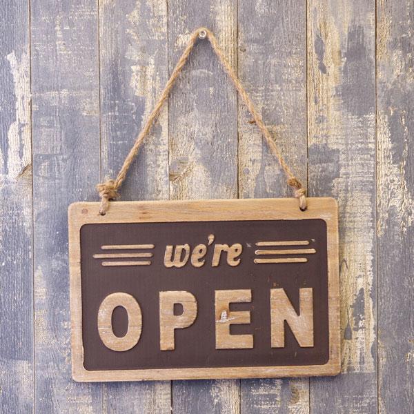 業務看板 welcome オープン クローズ 看板 木製 プレート OPEN CLOSED