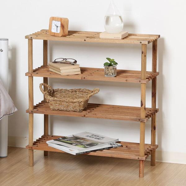 ラック 棚 木製 4段 北欧 シェルフ 収納ラック 収納棚 おしゃれ オープンラック オープンシェルフ ウッドラック 収納ラック フリーラック 省スペース | 