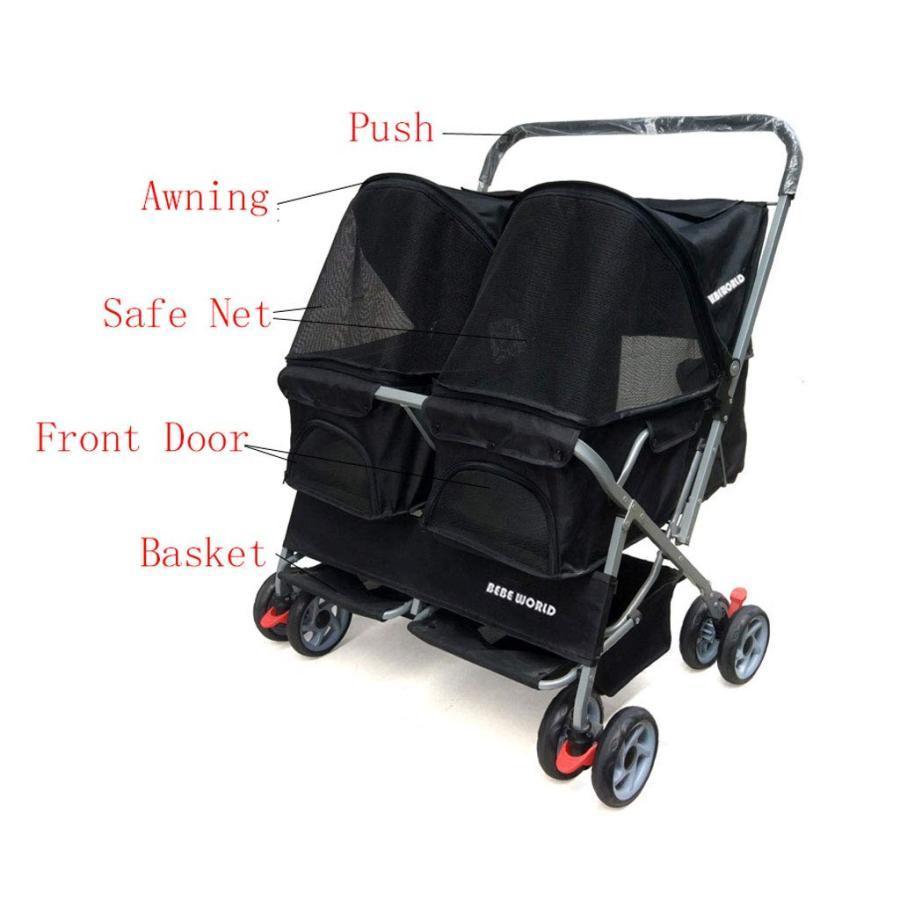 早い者勝ち訳あり！ ペットスポーツカー4匹の犬/猫ダブル寝台ペットカートフロントホイール360度回転ペットトラベルベビーカー。 犬用カート 【I2739299423】(17300円)