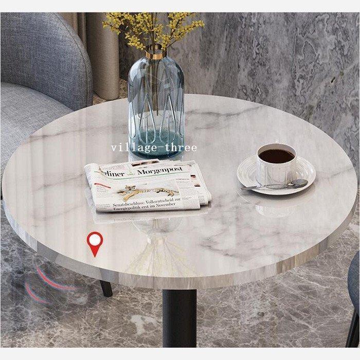 お買い得！ セット商品 会議用テーブル ミーティングテーブル 円形 丸型 ラウンド ファサイドテーブル 豪華 玄関 大理石 柄 飾り台 椅子 リビング テーブル 3点セット 【1065946311】(38771円)