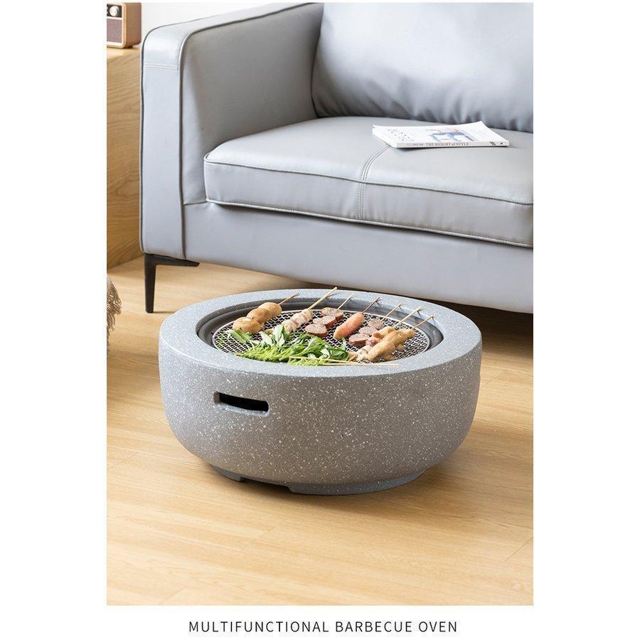 新春SALE！ 全国焚き火台 お茶の机 屋外用暖炉 バーベキュー　おうちキャンプ　網カバー付き　テーブル　丸い　酸化マグネシウム 【L7262907902】(26417円)