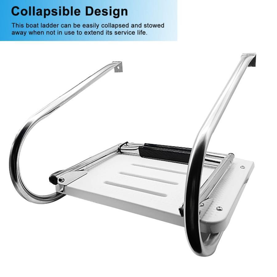 ボート用 船 梯子 2/3ステップ 折りたたみ可能 プールラダー、 鋼 船内ボートラダー、 ペダルと スイムプラットフォーム 手すりはしご、 マリンボートヨット用 ( ボート用 船 梯子 2/3ステップ 折りたたみ可能 プールラダー 鋼 船内ボートラダー ペダルと スイムプラットフォーム 手すりはしご マリンボートヨット用