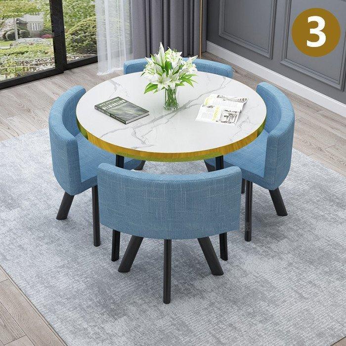 中古品 大理石柄の様な 丸型デザイン 応接セット 会議用テーブル ミーティングテーブル 会議机 商談役員簡易応接 会議用 集会用 【ZYX2351355340】(85525円)