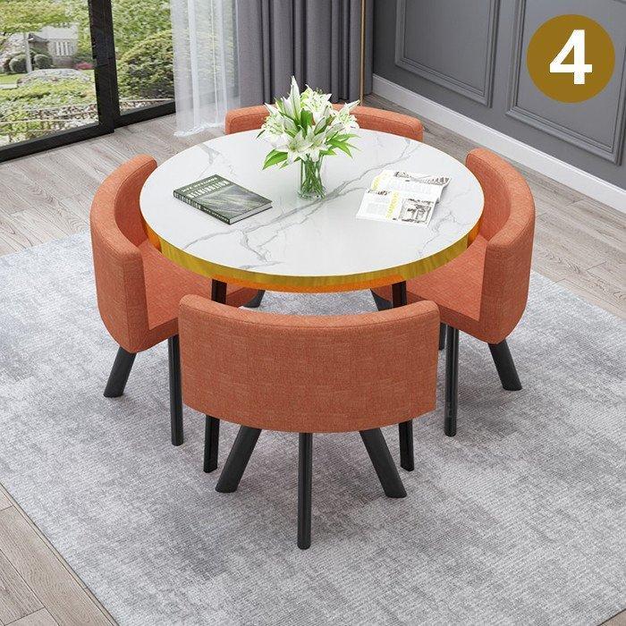 中古品 大理石柄の様な 丸型デザイン 応接セット 会議用テーブル ミーティングテーブル 会議机 商談役員簡易応接 会議用 集会用 【ZYX2351355340】(85525円)