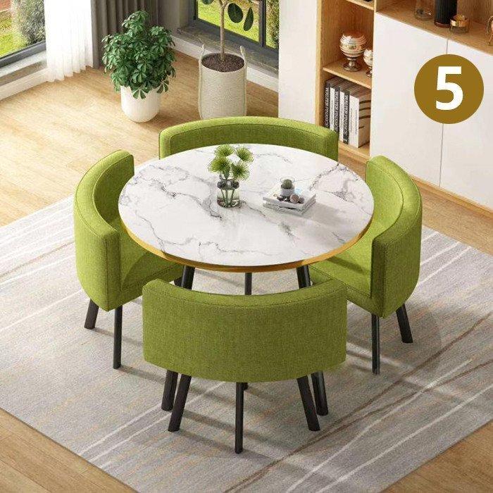 中古品 大理石柄の様な 丸型デザイン 応接セット 会議用テーブル ミーティングテーブル 会議机 商談役員簡易応接 会議用 集会用 【ZYX2351355340】(85525円)