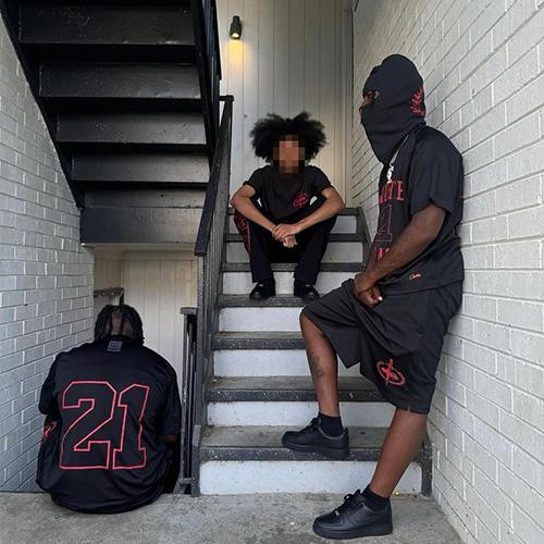 CORTEIZ x SLAUGHTER GANG 21 SAVAGE MESH T-SHIRT & SHORTS SET