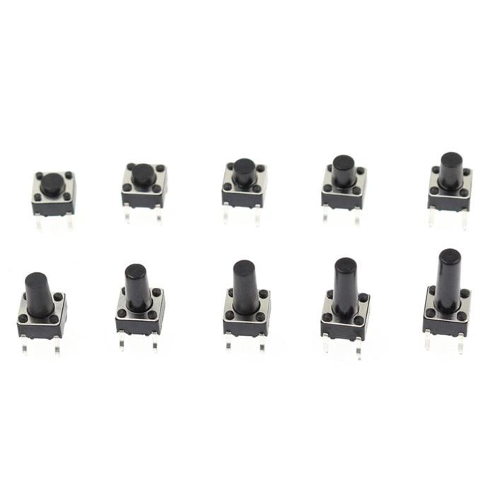 100個6x6mm触覚プッシュボタンスイッチマイクロ瞬間タクトセット-10値