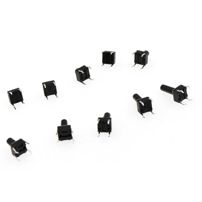 100個6x6mm触覚プッシュボタンスイッチマイクロ瞬間タクトセット-10値