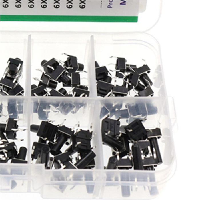 100個6x6mm触覚プッシュボタンスイッチマイクロ瞬間タクトセット-10値