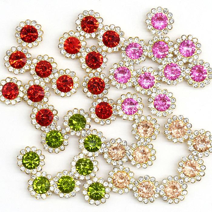 20個セット フラワー ビジュー ソーイングボタン 9mm 11mm クリスタル