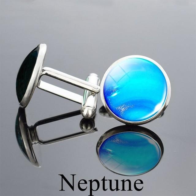 太陽系 カフス 宇宙 地球 太陽 月 ケース付き カフリンクス : BELL