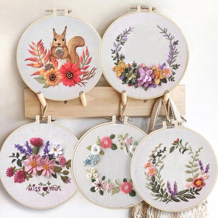 コットン クロスステッチ 刺繍キット 刺繍糸 針 刺繍セット 花柄 コットン クロスステッチ 刺繍キット 刺繍糸 針 刺繍セット 花柄