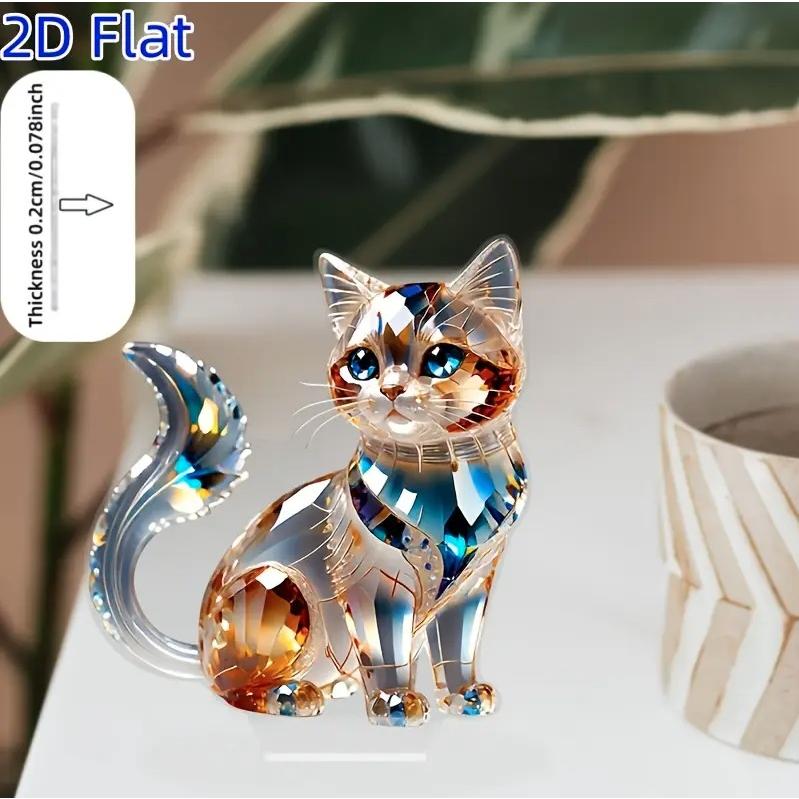 2D フラット アクリルスタンド 猫 ネコ 宝石 置物 インテリア 小物