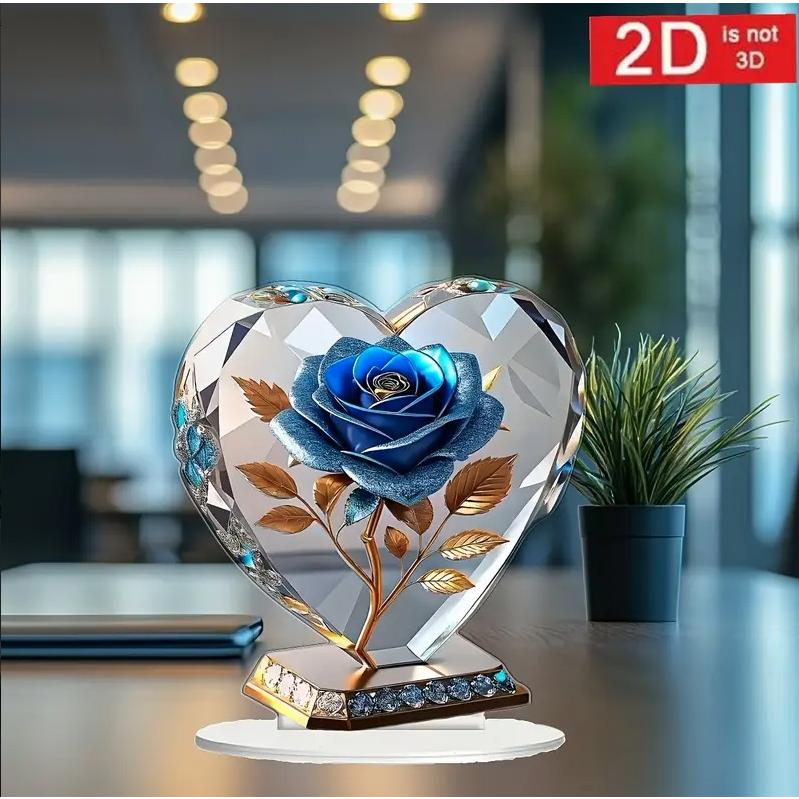 2D フラット アクリルスタンド 青薔薇 バラ 宝石 置物 インテリア 小物