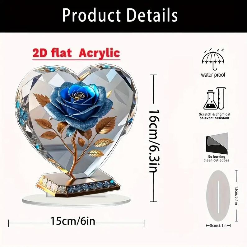 2D フラット アクリルスタンド 青薔薇 バラ 宝石 置物 インテリア 小物