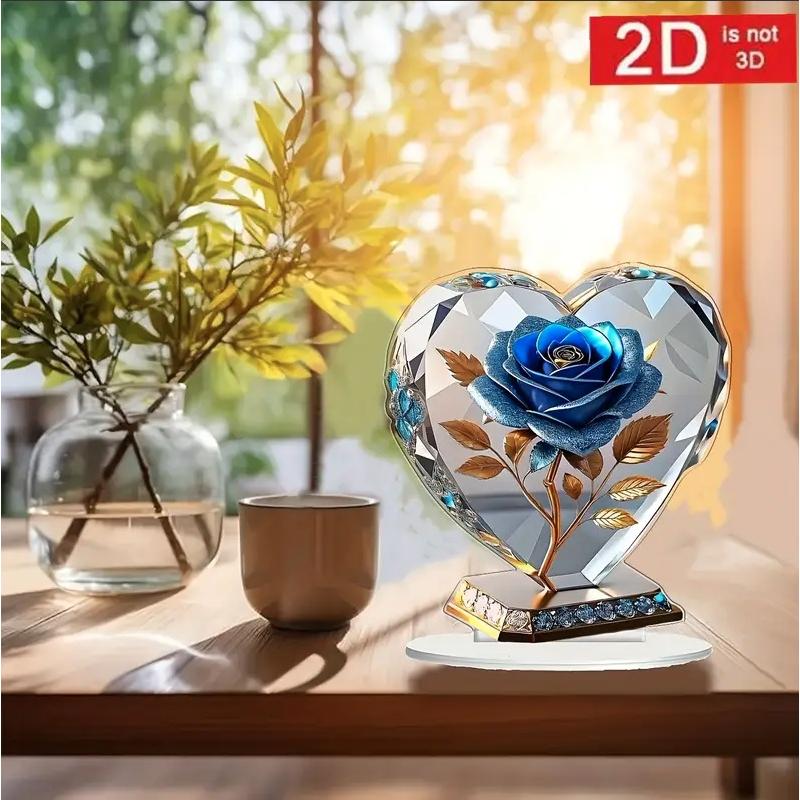 2D フラット アクリルスタンド 青薔薇 バラ 宝石 置物 インテリア 小物