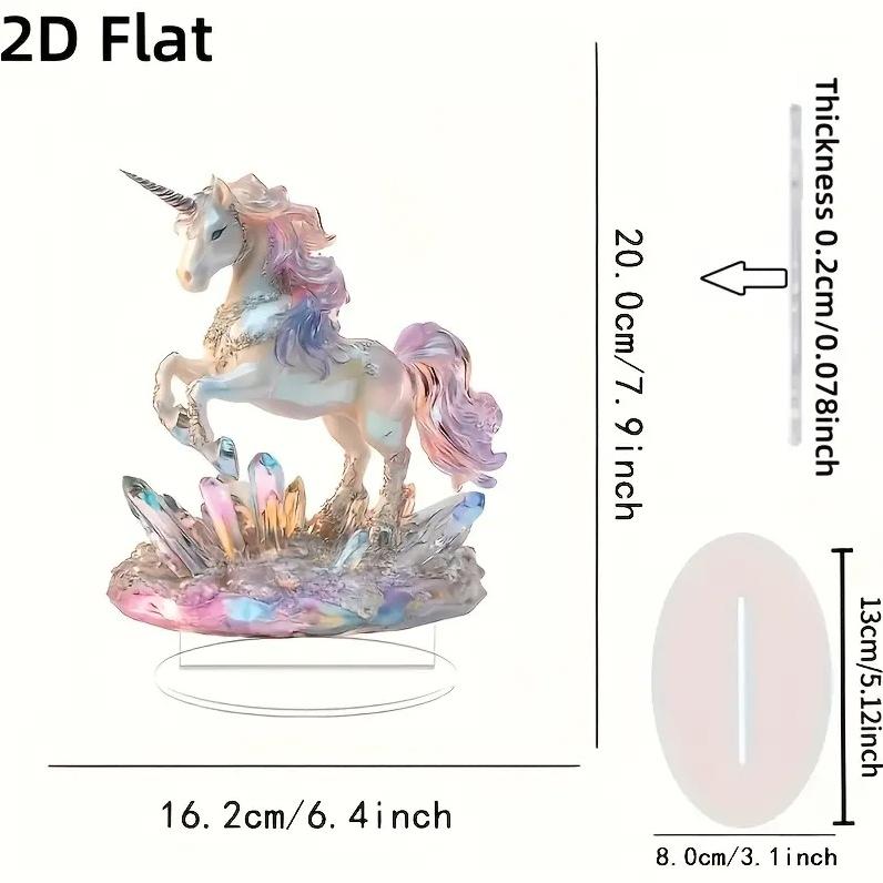 2D フラット アクリルスタンド ユニコーン 宝石 置物 インテリア 小物
