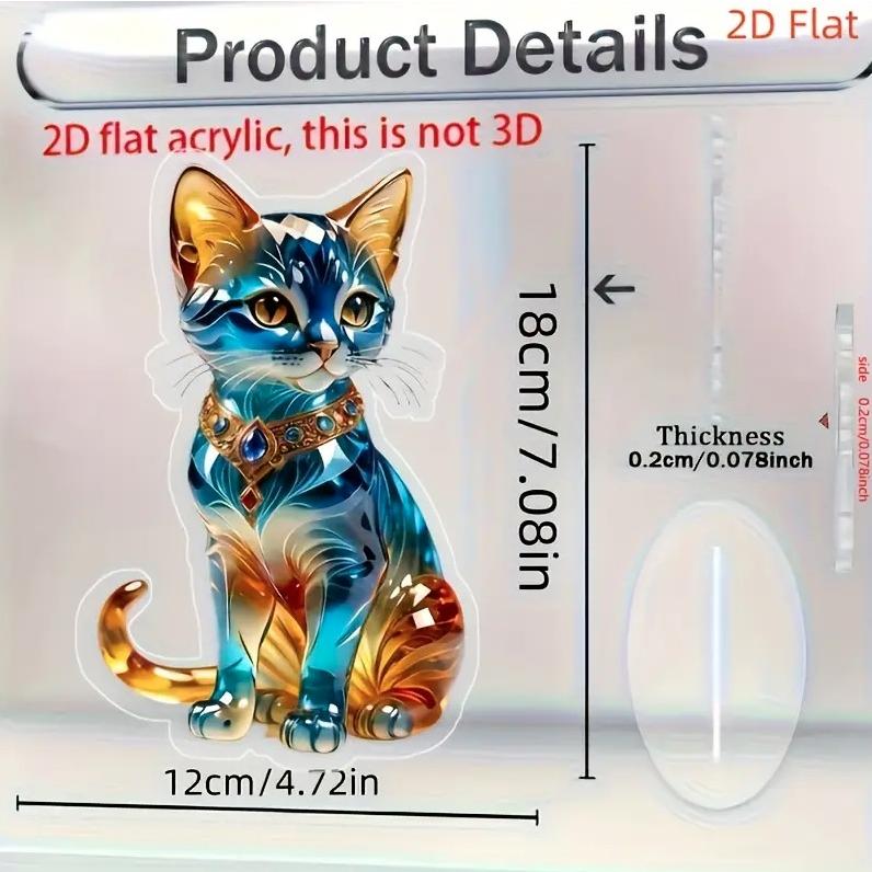 2D フラット アクリルスタンド ネコ 猫 宝石プリント 置物 インテリア