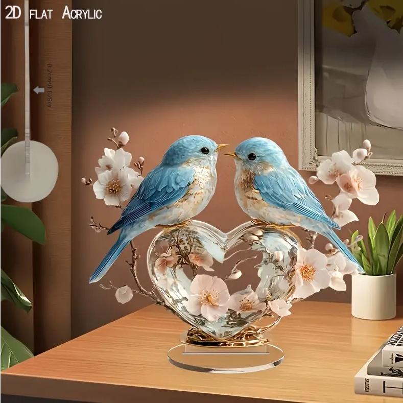 2D フラット アクリルスタンド 青い鳥 ハート 置物 インテリア 小物