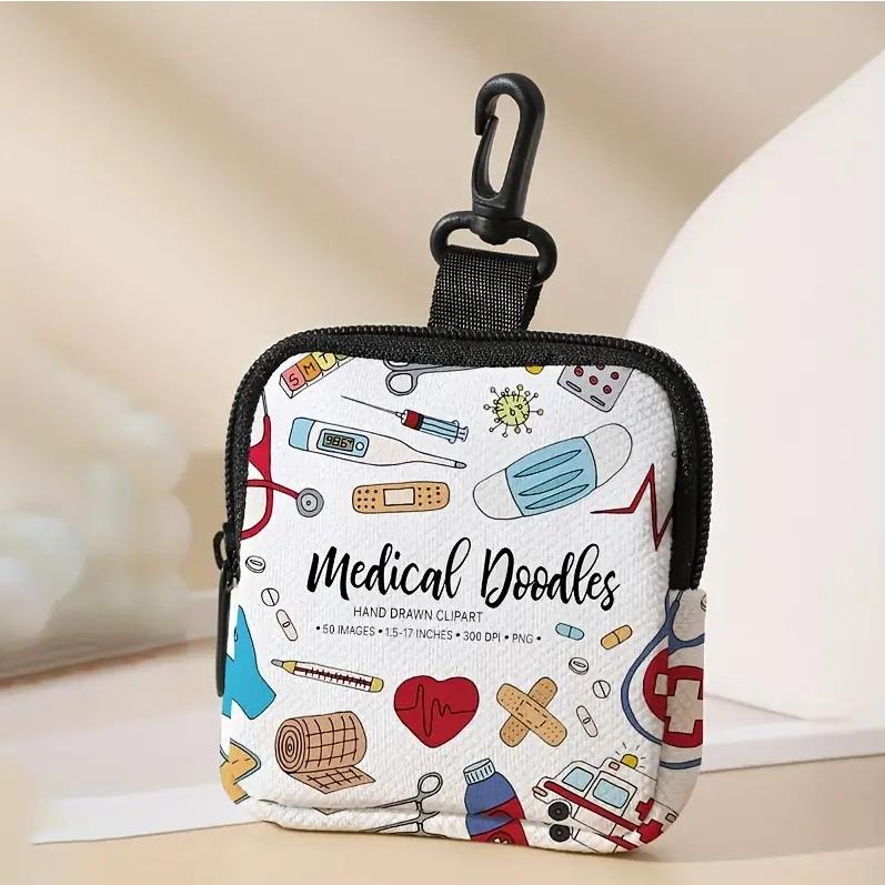 ウロコイラスト小物入れ ミニポーチ 医療 イラスト ピルケース コインケース 小銭入れ イヤホン