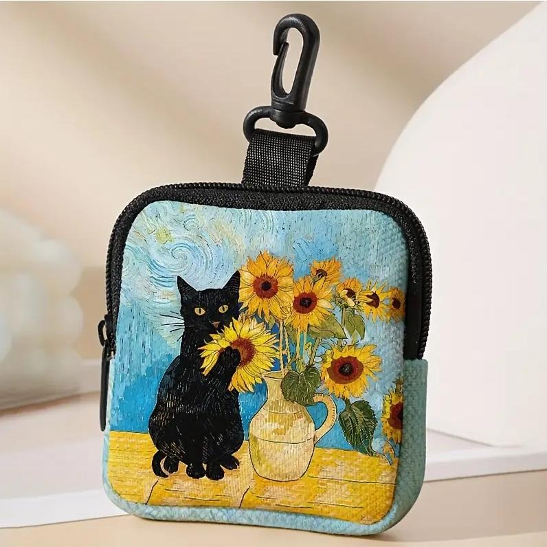 ミニポーチ 猫 ネコ アート シック プリント コインケース 小銭入れ