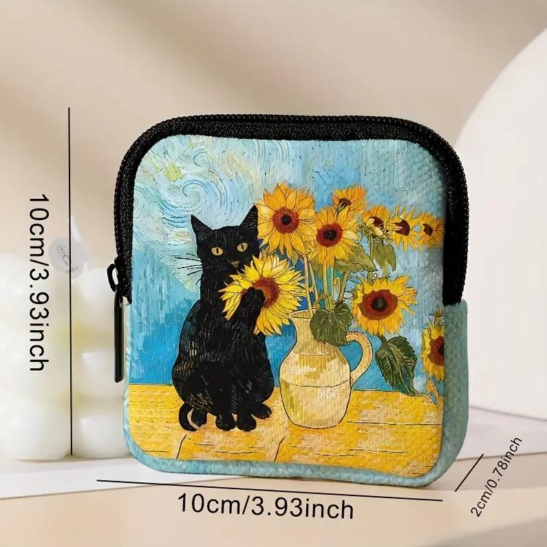 ミニポーチ 猫 ネコ アート シック プリント コインケース 小銭入れ