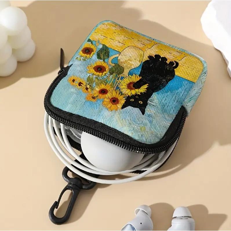 ミニポーチ 猫 ネコ アート シック プリント コインケース 小銭入れ