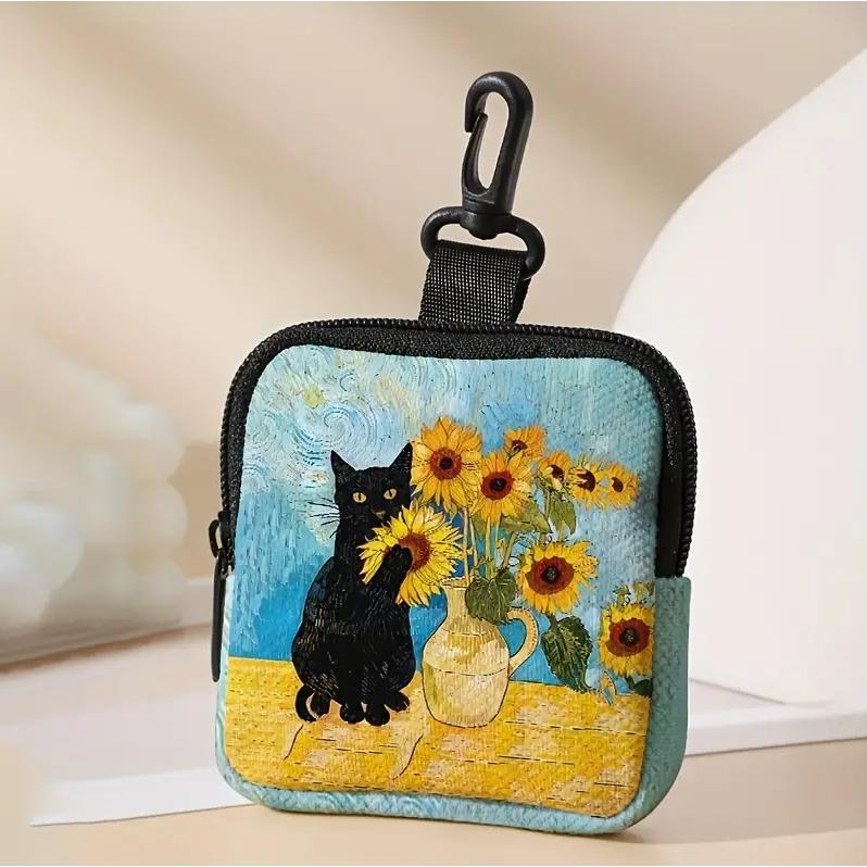 ミニポーチ 猫 ネコ アート シック プリント コインケース 小銭入れ