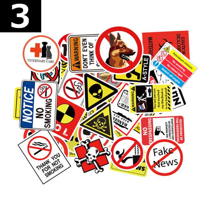 50枚 ステッカー ユニーク標識 警告 防水 耐水 シール 詰め合わせ 3