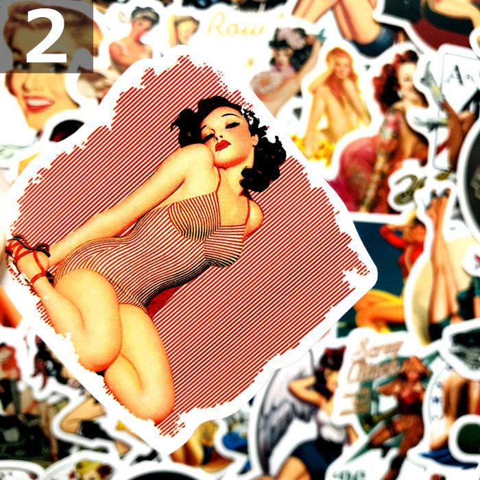 40-50枚 ステッカー レトロセクシー 防水 耐水 シール 詰め合わせ 3