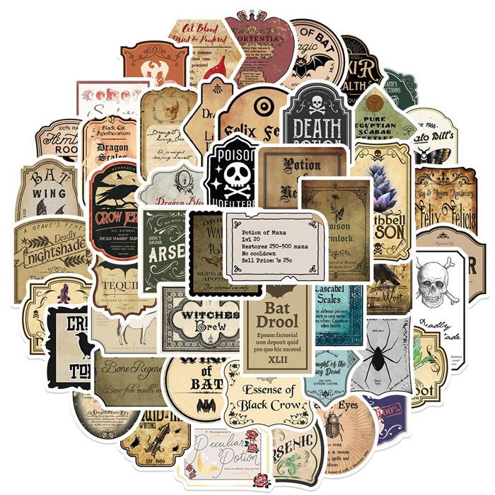 50枚 ステッカー ビンテージ ラベル かっこいい 防水 耐水 シール