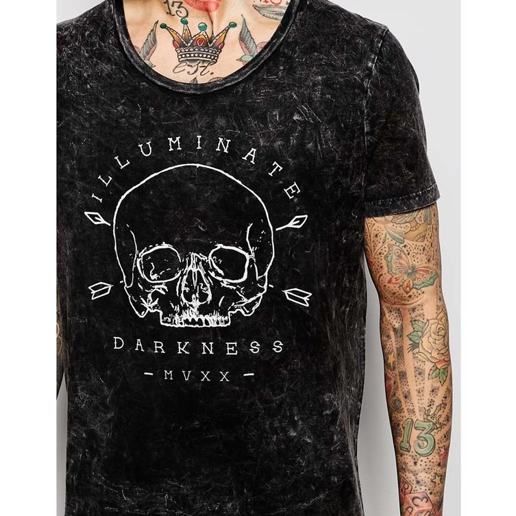 エイソス メンズ Tシャツ ブラック XSサイズ ASOS Longline T-Shirt With Acid Wash And Skull Print(844547)｜usj-mens｜03