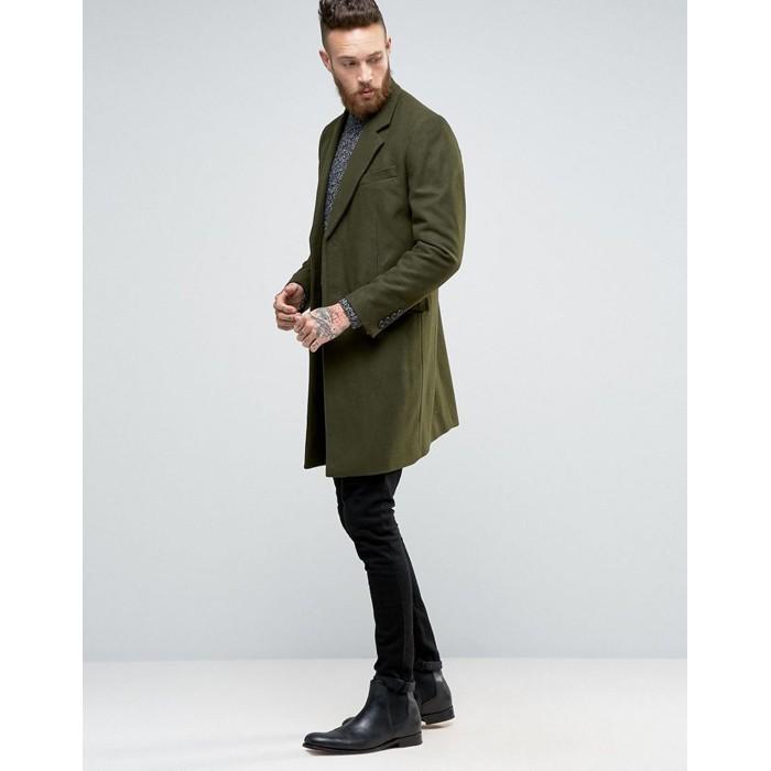 asos（エイソス） メンズ チェスターコート カーキ ASOS Wool Mix