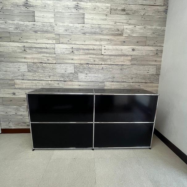 USM ハラー 2段ドロップダウン扉付　キャビネット ブラック haller USM Haller ハラーシステム 2列2段キャビネット ドロップ