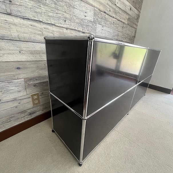 USM ハラー 2段２種類の扉付　キャビネット ブラック haller　シェルフ 中古】USM Haller ハラーキャビネット 2列2段 ブラック W1525