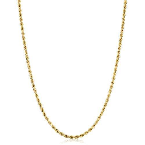 14K イエローゴールド ユニセックス 2.1mm ロープチェーンネックレス