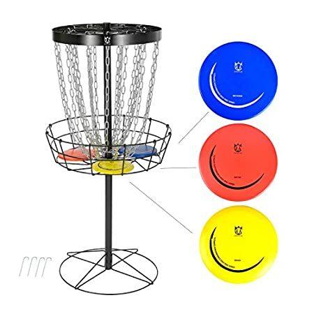 CRowN ME ディスクゴルフバスケットターゲット 24チェーン ポータブル 金属製 ゴルフゴール バスケット