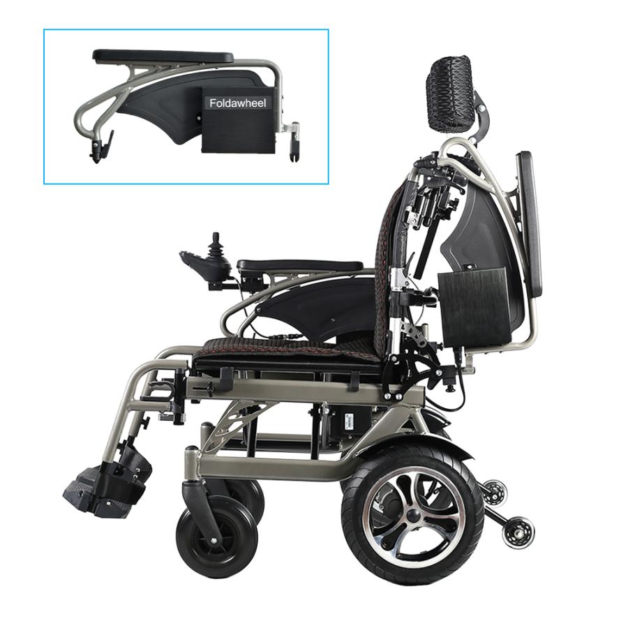 折り畳み電動車椅子、経済的+軽量 ヘットレスト付き Foldawheel 折り畳み電動車椅子、経済的+軽量 ヘットレスト付き Foldawheel
