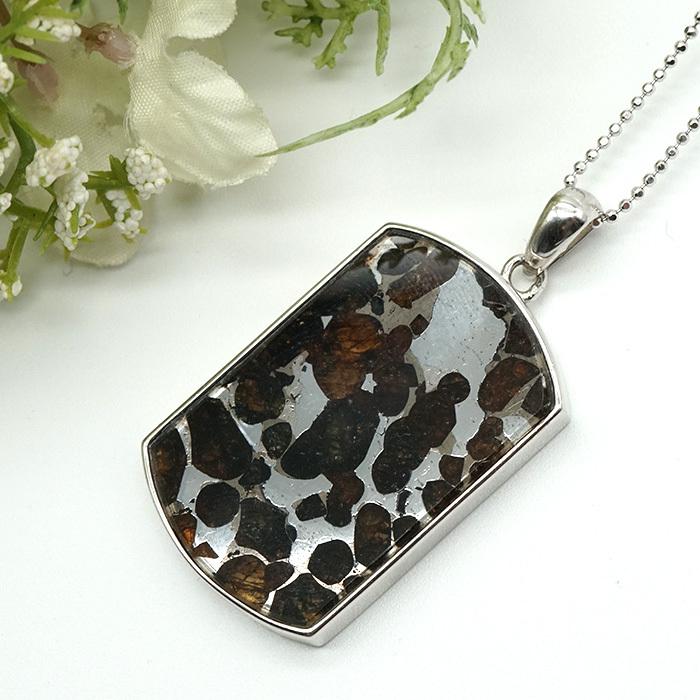 パラサイト 隕石 ペンダントトップ ケニア産 37x24mm 天然石