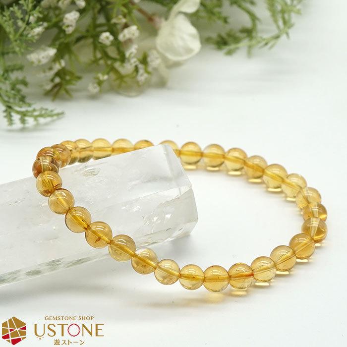 シトリン ブレスレット 6mm AAA 天然石 パワーストーン 金運