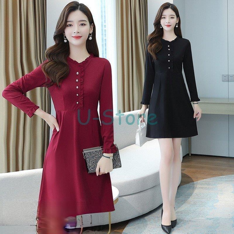 ワンピース ショートワンピース レディース ミニワンピース 秋新作 長袖 カジュアルワンピース 韓国ファッション 無地 二次会 お呼ばれ デート 着痩せ 日常感 売上実績no 1