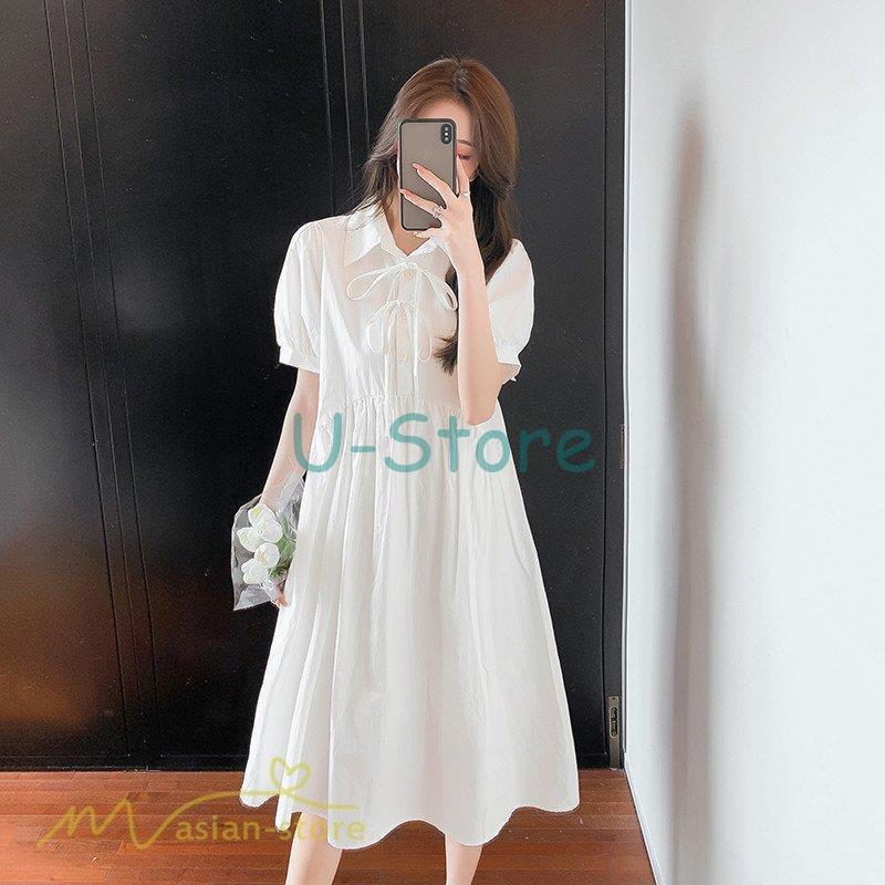 ワンピース ひざ丈 膝 レディース シャツワンピース きれいめ 半袖 カジュアル 夏ワンピ 無地 フレア 韓国風 着痩せ ミディアムワンピース ゆったり 夏子で 大人 楽ギフ のし宛書