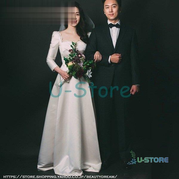 テレビで話題 パーティー 簡約 エレガント ウエディングドレス パーティードレス 白 21春ウェディングドレス 花嫁ロングドレス 挙式5970 二次会 結婚式 可愛い蝶結び エンパイアライン サイズ L Raffles Mn