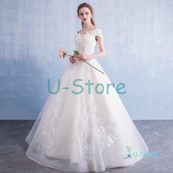 大きな割引 ウェディングドレス ウェディングドレス白 パーティードレス レース V襟 二次会 ロングドレス ウエディング エンパイア 着痩せ オフショルダー 姫系3878 エンパイアライン サイズ M Kisa Mit Edu