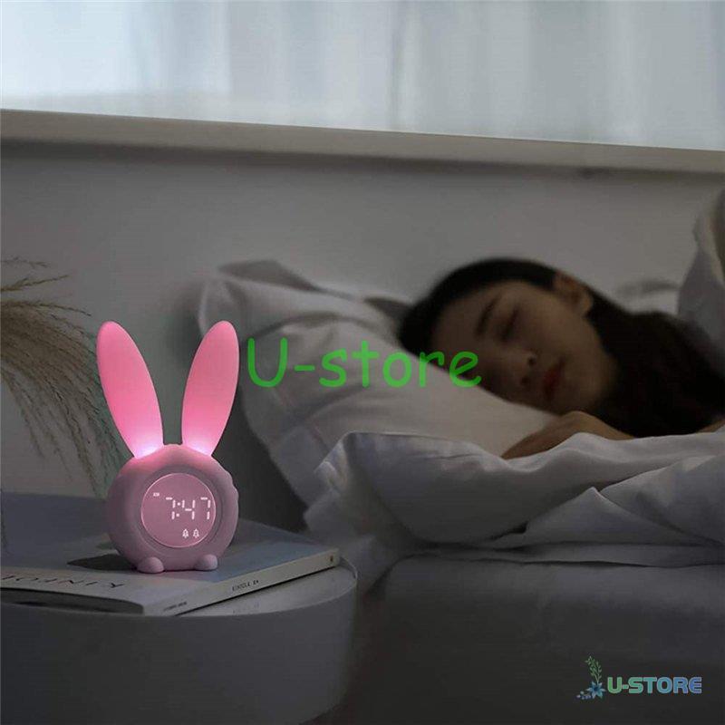 目覚まし時計 睡眠のタイミング  ナイトライト かわいいウサギ シリコンナイトライト 温度表示 タッチコントロール 内蔵2000mAh バッテリー｜ustoremin｜03
