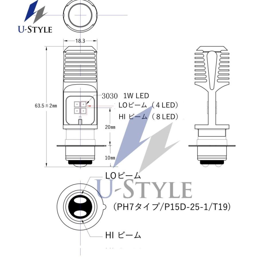 U-Style 7Wバイク用イエローLEDヘッドライトPH7タイプHi/Lo AC/DC両用 12V〜16V専用 3000K HI/900ルーメン 角目スーパーカブなど 改良版 BP-057 |  | 07