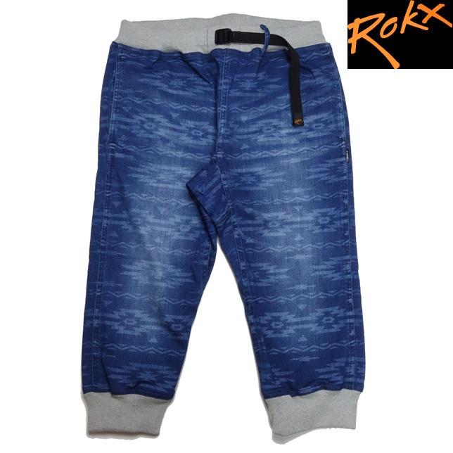 ROKX×roial ロックス×ロイアル リブデニムパンツ 柄物 RXMS7502 デニム クロップドパンツ 7分丈パンツ メンズ｜usual